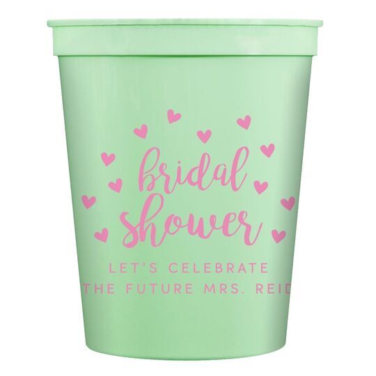 Confetti Hearts Bridal Shower Stadium Cups